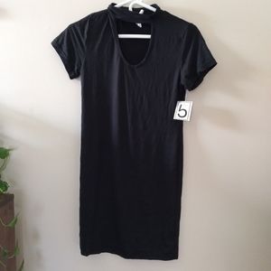 5 style black t shirt dress neck cut out small